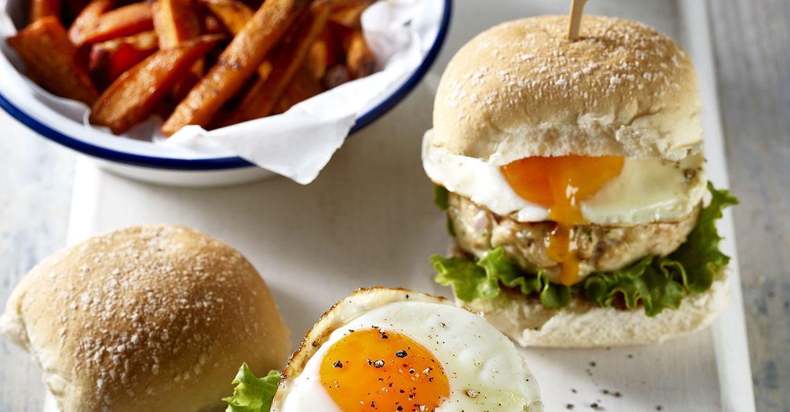 Turkey burger with sweet potato fries