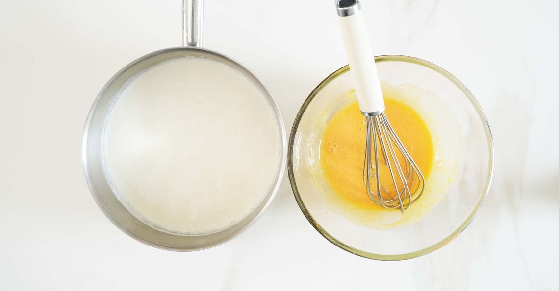 About to mix milk and egg