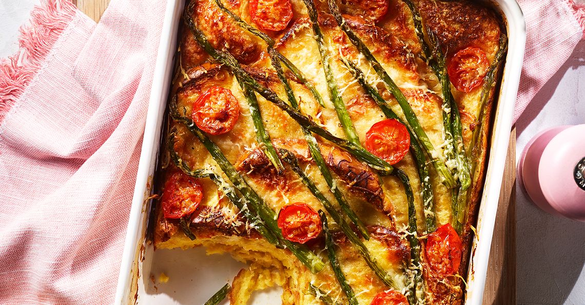 Asparagus brioche bake