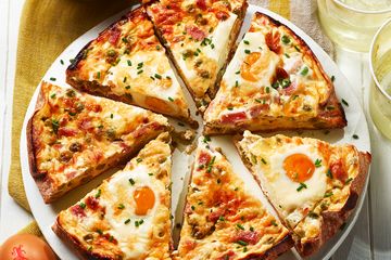 Pea, ham and egg tortilla pie